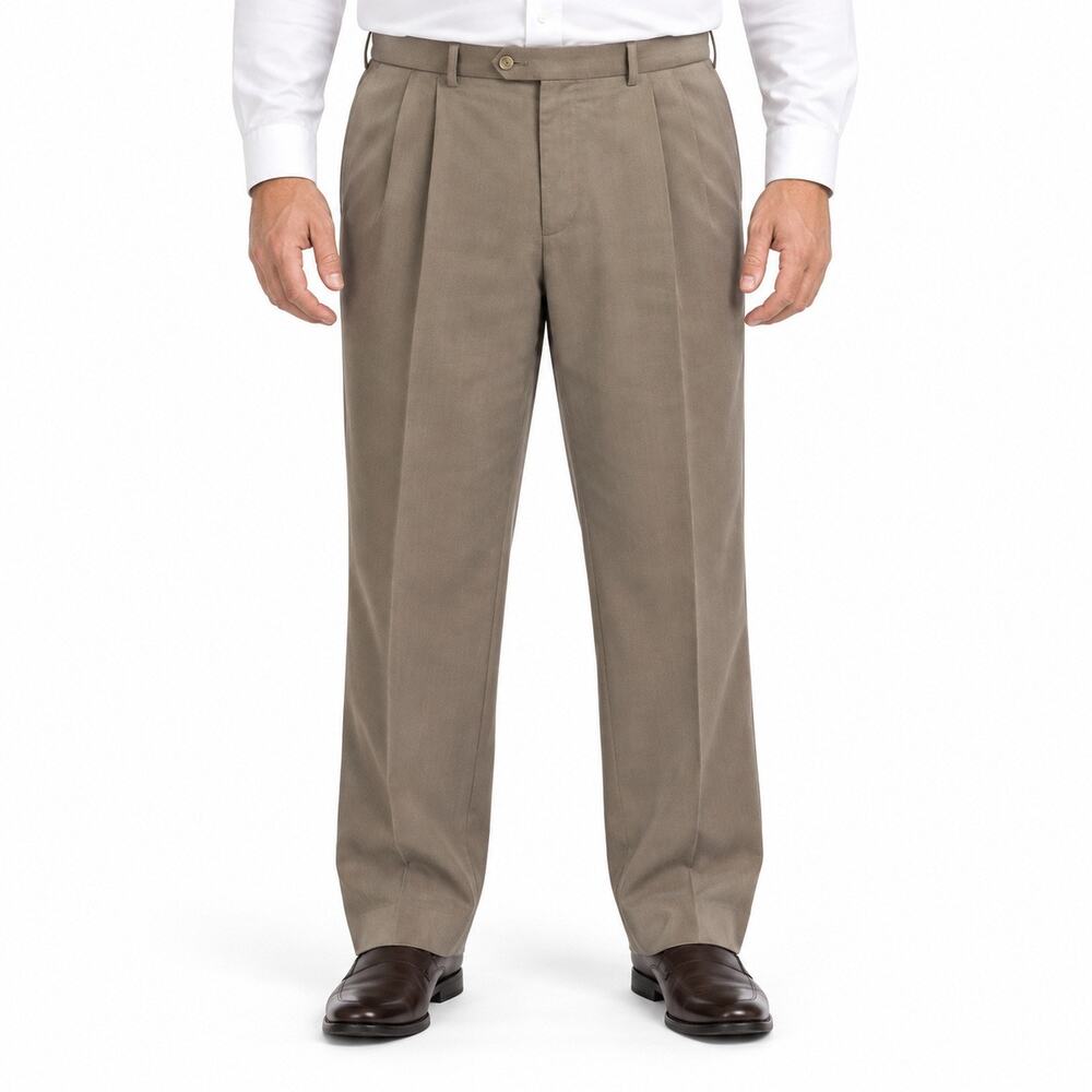 Lauren Ralph Lauren Pants Mens 40x30 Brown Wool Pleated Dress Slacks *flaw